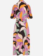 retro & icone Rochie Negru-Violet cu Decolteu Petrecut și Nod în Talie Quopia