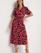 retro & icone Rochie petrecută Negru-Roz cu elastic în talie și cordon textil cu decupaje decorative Agea