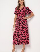 retro & icone Rochie petrecută Negru-Roz cu elastic în talie și cordon textil cu decupaje decorative Agea