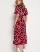 retro & icone Rochie petrecută Negru-Roz cu elastic în talie și cordon textil cu decupaje decorative Agea