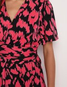 retro & icone Rochie petrecută Negru-Roz cu elastic în talie și cordon textil cu decupaje decorative Agea