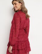 retro & icone Rochie roșie cambrată mini din dantelă cu volane Ciluna