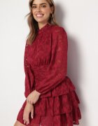 retro & icone Rochie roșie cambrată mini din dantelă cu volane Ciluna