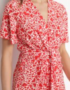 retro & icone Rochie Roșie Clopot cu Fentă pe Lateral cu Inimioare Sallimor
