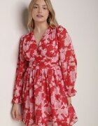 retro & icone Rochie Roșie Cloș cu Imprimeu Floral Aclia