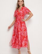 retro & icone Rochie roșie din vâscoză cu model abstract Lunalisa