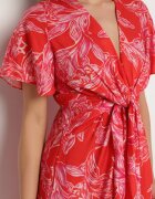 retro & icone Rochie roșie din vâscoză cu model abstract Lunalisa
