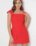 retro & icone Rochie Roșie Elegantă cu Decolteu Pătrat Melretia