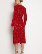 retro & icone Rochie Roșie Petrecută Încrețită Cu Paiete Bonilda