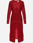 retro & icone Rochie Roșie Petrecută Încrețită Cu Paiete Bonilda