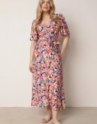 retro & icone Rochie Roz-bej Petrecută Cu flori Cu cordon textil în talie Quapia