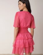 retro & icone Rochie Roz Cambrată Mini cu Decolteu Adânc și Elastice în Talie Neetho