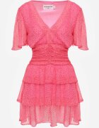 retro & icone Rochie Roz Cambrată Mini cu Decolteu Adânc și Elastice în Talie Neetho