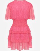 retro & icone Rochie Roz Cambrată Mini cu Decolteu Adânc și Elastice în Talie Neetho