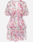 retro & icone Rochie Roz Cloș cu elastic în talie decorată cu volane și căptușeală tricotată Xinelia