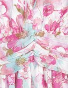 retro & icone Rochie Roz Cloș cu elastic în talie decorată cu volane și căptușeală tricotată Xinelia