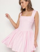 retro & icone Rochie Roz Cloș Ornată cu Decolteu Pătrat Halelira