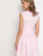 retro & icone Rochie Roz Cloș Ornată cu Decolteu Pătrat Halelira