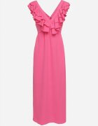 retro & icone Rochie Roz Cocktail pe bretele cu volan și elastic la spate și decupaje Vimareina