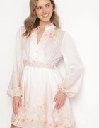retro & icone Rochie Roz cu flori cu croi evazat cu mâneci bufante Tulhira