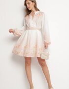 retro & icone Rochie Roz cu flori cu croi evazat cu mâneci bufante Tulhira