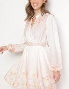 retro & icone Rochie Roz cu flori cu croi evazat cu mâneci bufante Tulhira