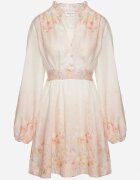retro & icone Rochie Roz cu flori cu croi evazat cu mâneci bufante Tulhira