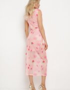 retro & icone Rochie Roz Din plasă cu croială mulată cu imprimeu floral Vomeria
