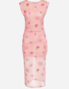 retro & icone Rochie Roz Din plasă cu croială mulată cu imprimeu floral Vomeria