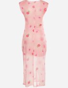 retro & icone Rochie Roz Din plasă cu croială mulată cu imprimeu floral Vomeria