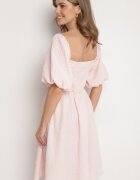 retro & icone Rochie Roz evazată cu mâneci bufante Maradora