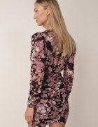retro & icone Rochie roz închis tip plic florală mini mulată Sefexa