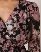 retro & icone Rochie roz închis tip plic florală mini mulată Sefexa