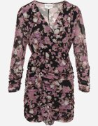 retro & icone Rochie roz închis tip plic florală mini mulată Sefexa
