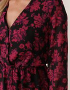 retro & icone Rochie Roz Mini Evazată cu Decolteu Petrecut Attavia