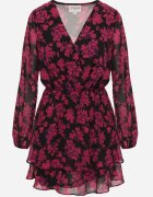 retro & icone Rochie Roz Mini Evazată cu Decolteu Petrecut Attavia