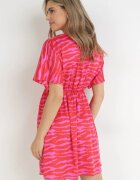 retro & icone Rochie roz-roșu de satin cu mânecă largă Azona