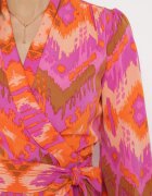 retro & icone Rochie Roz Tip plic Midi cu Centură în Talie și Model Ikat Kllerdia