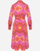 retro & icone Rochie Roz Tip plic Midi cu Centură în Talie și Model Ikat Kllerdia