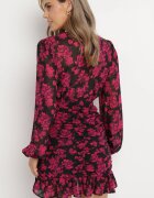 retro & icone Rochie Rozalie cu Flori cu Decolteu petrecut Decorată cu Volane Shahina