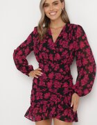 retro & icone Rochie Rozalie cu Flori cu Decolteu petrecut Decorată cu Volane Shahina