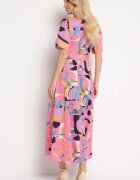 retro & icone Rochie tip cămașă Rozalie cu model abstract cu legătură în talie Zobia