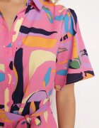 retro & icone Rochie tip cămașă Rozalie cu model abstract cu legătură în talie Zobia