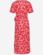 retro & icone Rochie tip plic Roșu-Roz cu elastic în talie și curea din material textil cu decupaje decorative Agea