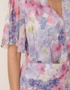 retro & icone Rochie vaporoasă cu flori croi petrecut cu tiv dublu Endane Albastră