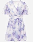 retro & icone Rochie vaporoasă cu flori croi petrecut cu tiv dublu Endane Albastră