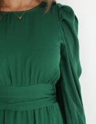 retro & icone Rochie Verde Cambrată cu Volane Klasino