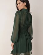 retro & icone Rochie Verde Cloș cu guler înalt cu încrețituri și cu umeri transparenți Belabria