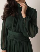 retro & icone Rochie Verde Cloș cu guler înalt cu încrețituri și cu umeri transparenți Belabria