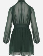 retro & icone Rochie Verde Cloș cu guler înalt cu încrețituri și cu umeri transparenți Belabria